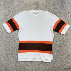 Cleveland Browns Nutmeg Mills T-Shirt Men Medium White Vintage Striped Made USA